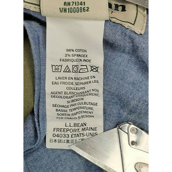 L.L. Bean Outlet Standard Fit Deep Olive Lakewashed 32x32 Men Khaki Pants - Picture 11 of 12